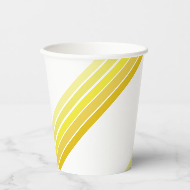 Paper Cup - Shades of Yellow Diagonal Stripes (Front)