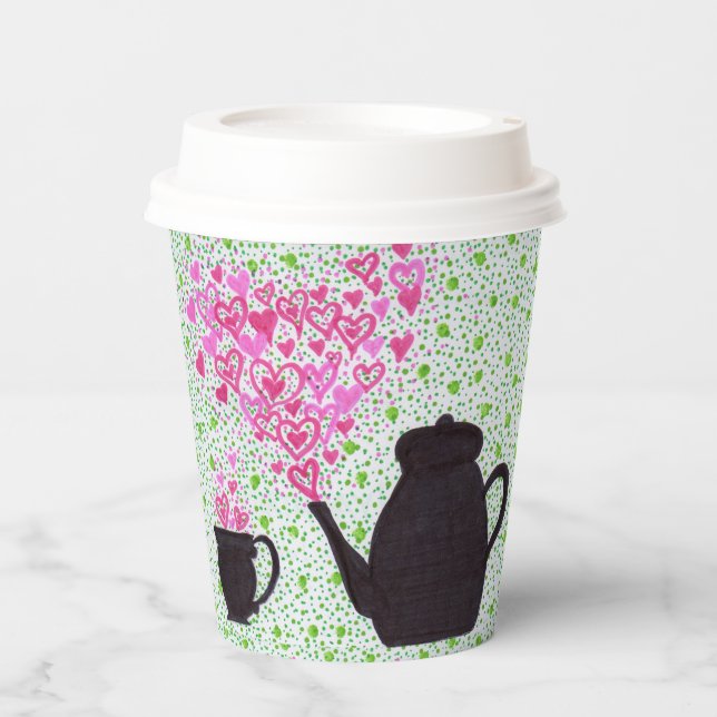 Paper Cup - Tea Time Hearts (Front)