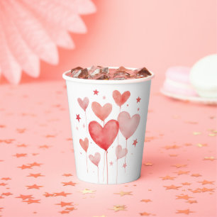 Paper cup with valentine's day design