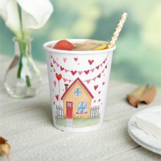 Paper cup with valentine's day design