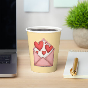 Paper cup with valentine's day design