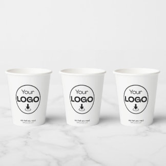 Paper Cups | Business Logo  Modern Branded white