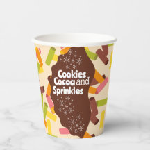 Paper Cups Christmas Cookies Cocoa and & Sprinkles