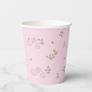 Paper Cups "Gold Birds/PINK" 8 oz.