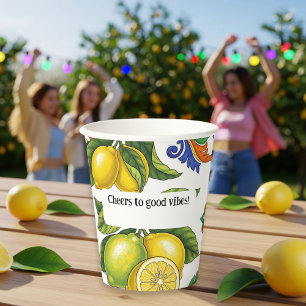 Paper Cups Set with Lemon Print – Mediterranean