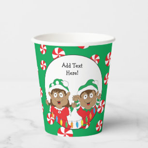 Paper Cups "Two Happy Elves"  8 oz.