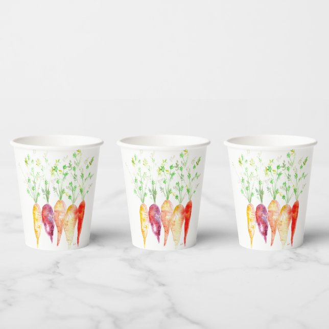Paper Cups - Watercolor Heirloom Carrots (Multi)