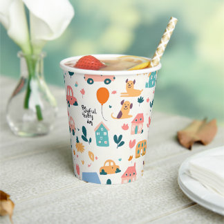 Paper Cups with colourful patterns