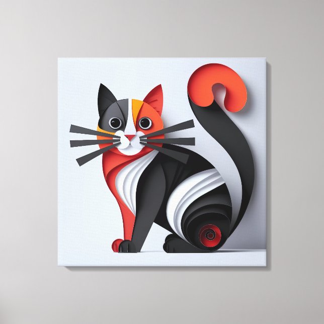 Paper Cut Cat Art: Intricate Feline Wall Decor (Front)