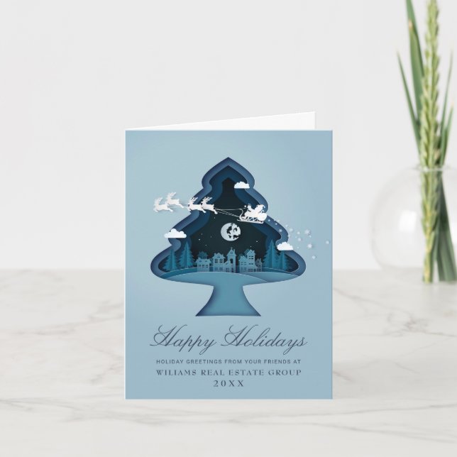 Paper Cut Christmas Composition Corporate Greeting Card (Front)