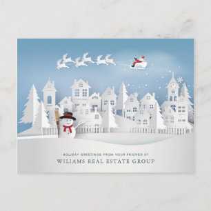 Paper Cut Christmas Composition Corporate Greeting Postcard