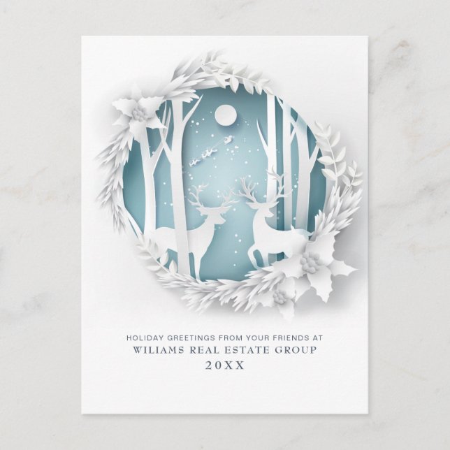 Paper Cut Christmas Composition Corporate Greeting Postcard (Front)
