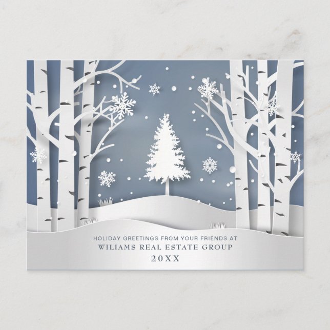 Paper Cut Christmas Composition Corporate Greeting Postcard (Front)