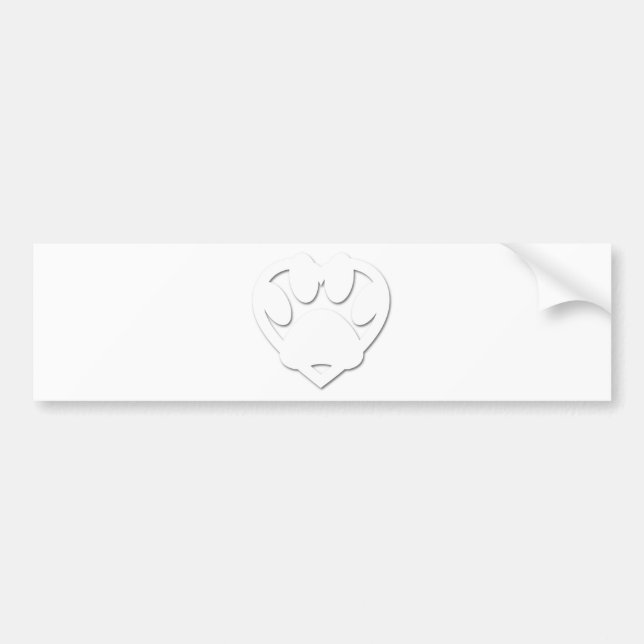 Paper Cut Dog Paw And Heart Shape Bumper Sticker (Front)