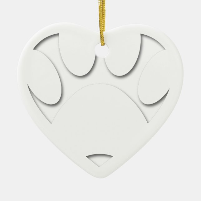 Paper Cut Dog Paw And Heart Shape Ceramic Ornament (Front)