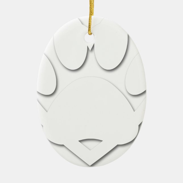 Paper Cut Dog Paw And Heart Shape Ceramic Ornament (Front)