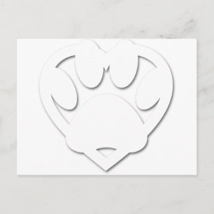 Paper Cut Dog Paw And Heart Shape Postcard