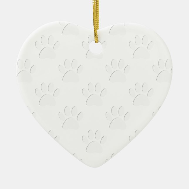 Paper Cut Dog Paw Pattern Ceramic Ornament (Front)