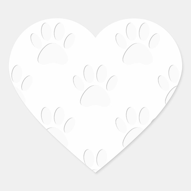 Paper Cut Dog Paw Pattern Heart Sticker (Front)