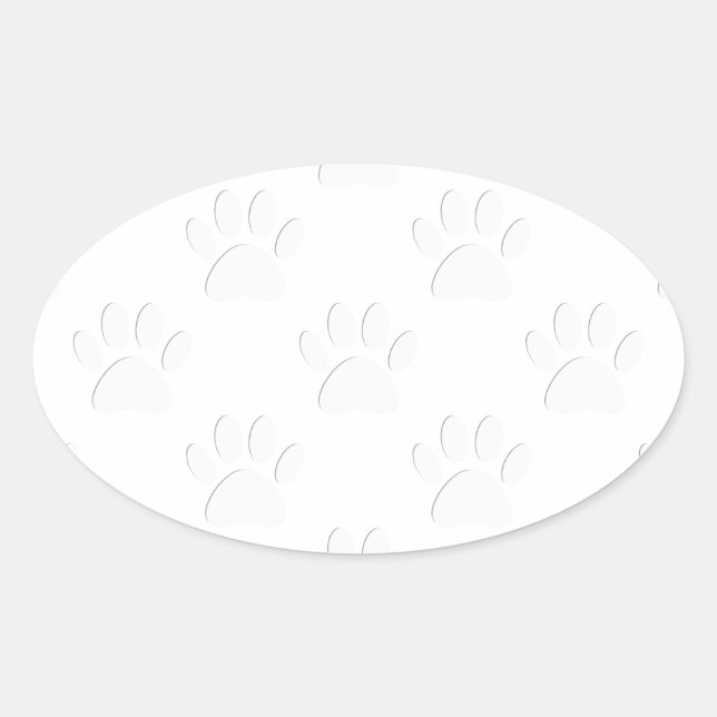 Paper Cut Dog Paw Pattern Oval Sticker (Front)
