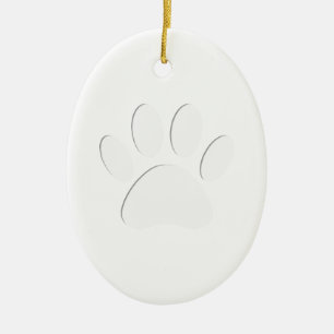 Paper Cut Dog Paw Print Ceramic Ornament