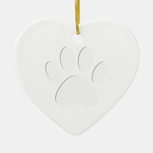 Paper Cut Dog Paw Print Ceramic Ornament