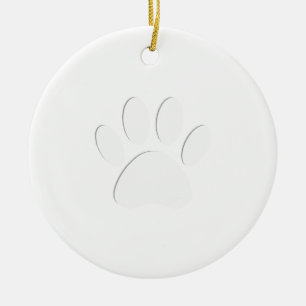Paper Cut Dog Paw Print Ceramic Ornament