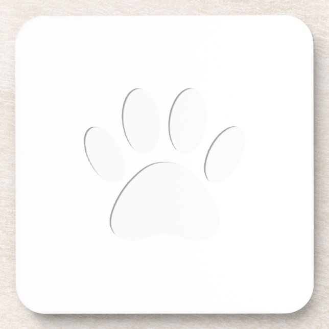 Paper Cut Dog Paw Print Coaster (Front)