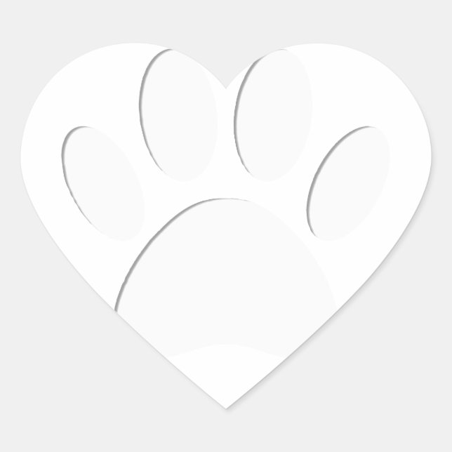 Paper Cut Dog Paw Print Heart Sticker (Front)