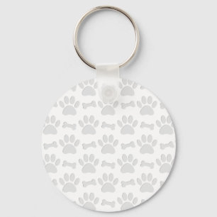 Paper Cut Dog Paws And Bones Pattern Keychain