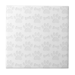 Paper Cut Dog Paws And Bones Pattern Tile