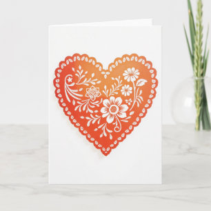 Paper Cut Floral Heart Card