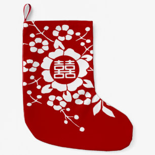 Paper Cut Flowers • Double Happiness Small Christmas Stocking