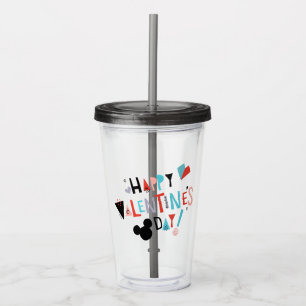 Paper Cut Mickey Happy Valentine's Day Acrylic Tumbler