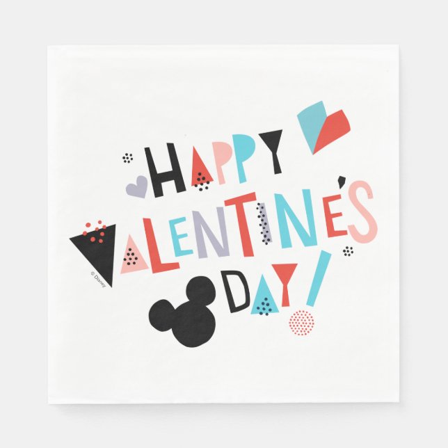 Paper Cut Mickey | Happy Valentine's Day Napkin (Front)