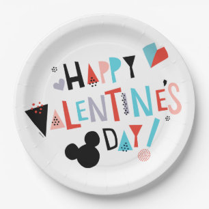 Paper Cut Mickey   Happy Valentine's Day Plate
