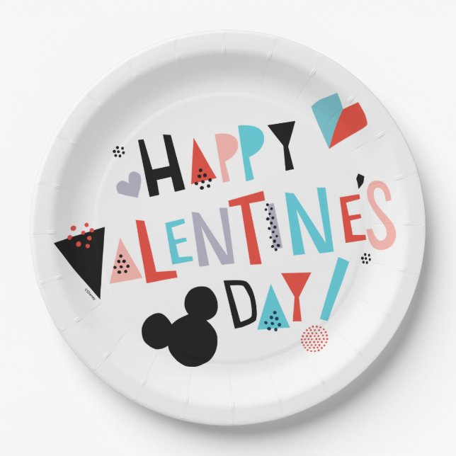 Paper Cut Mickey | Happy Valentine's Day Plate (Front)