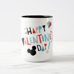 Paper Cut Mickey Happy Valentine's Day Two-Tone Coffee Mug