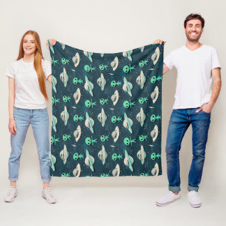 Paper Cut Out Aliens and UFOs Blanket