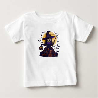Paper Cut Witch Skeleton Full Moon Halloween Spook Baby T-Shirt