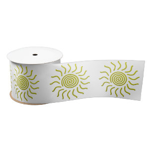 Paper Cut Yellow Sun Print Satin Ribbon