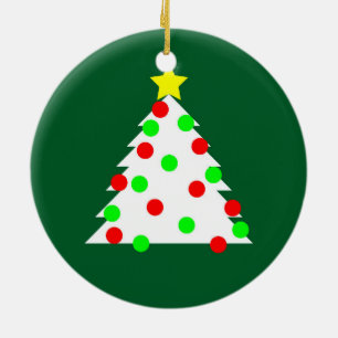 Paper Cutout Christmas Tree Ceramic Ornament