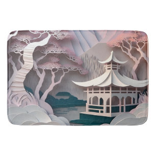 Paper Cutout Pavilion Landscape Bath Mat