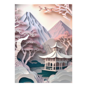 Paper Cutout Pavilion Landscape Photo Enlargement Print