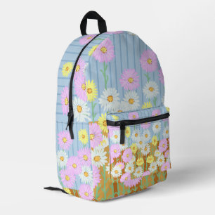 Paper daisies wildflowers printed backpack