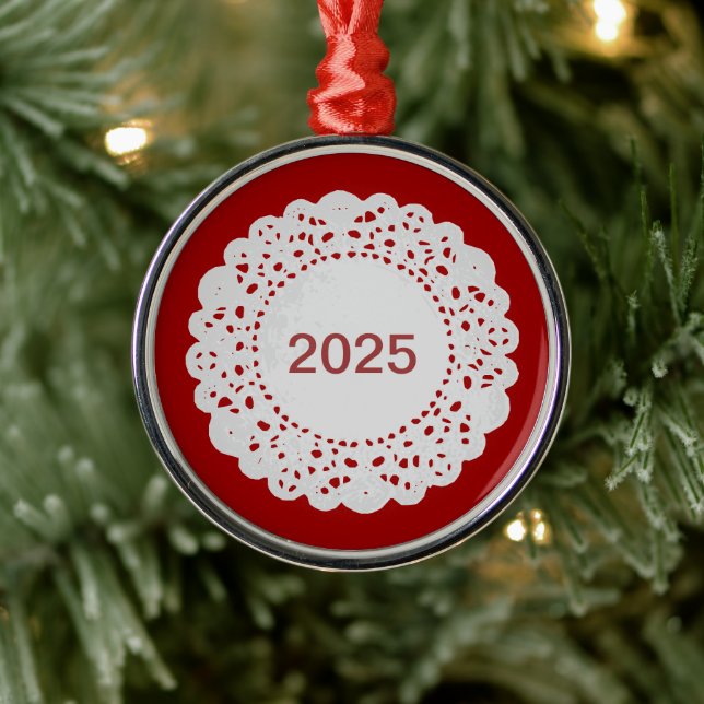 Paper Doilies Metal Ornament (Tree)