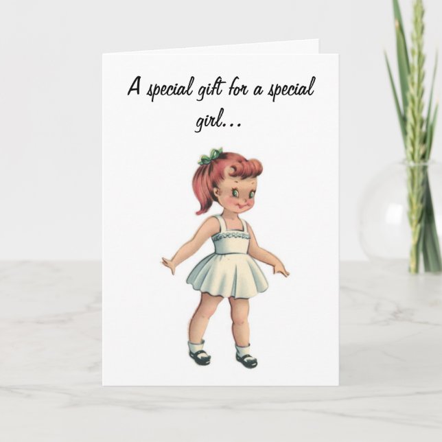 Paper Doll and Dress Happy Birthday Card (Front)