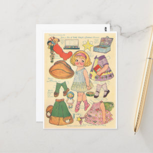PAPER DOLL DOLLY DINGLE CHRISTMAS POSTCARD