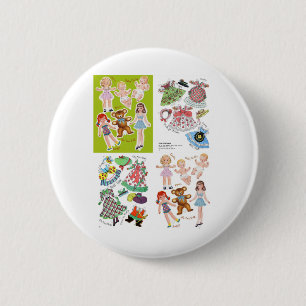 Paper Doll Fifties Design, Adorable Retro 2 Inch Round Button