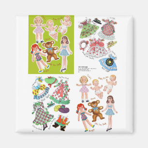 Paper Doll Fifties Design, Adorable Retro Magnet
